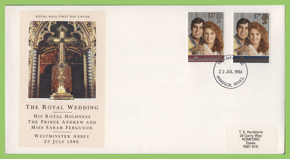 G.B. 1986 Royal Wedding set on Royal Mail First Day Cover, Windsor