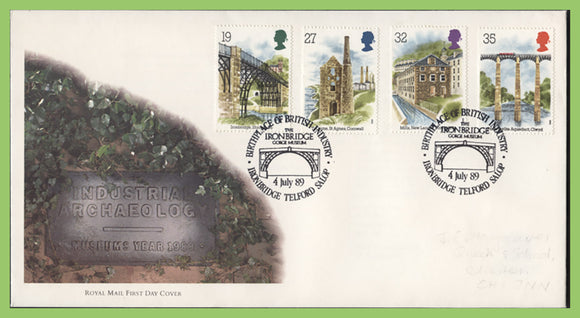 G.B. 1989 Industrial Archeology set on u/a Royal Mail First Day Cover, Ironbridge Telford