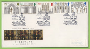 G.B. 1989 Christmas set on Royal Mail First Day Cover, 800th Anniversary Ely Cambs.