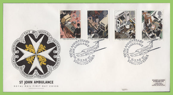 G.B. 1987 St John Ambulance set on Royal Mail First Day Cover, Stansted Essex