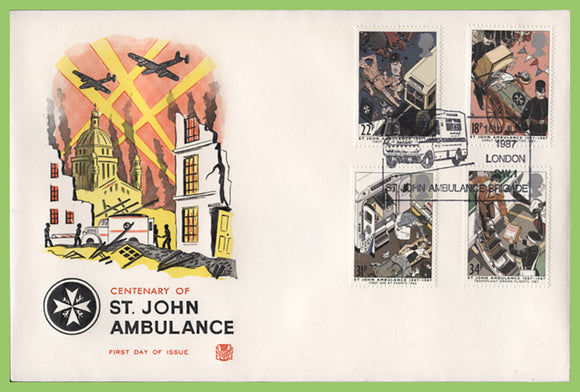 G.B. 1987 St John Ambulance set on u/a Stuart First Day Cover, London SW1