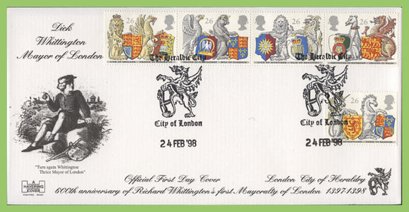 G.B. 1998 Queens Beasts set on Havering official First Day Cover, City of London
