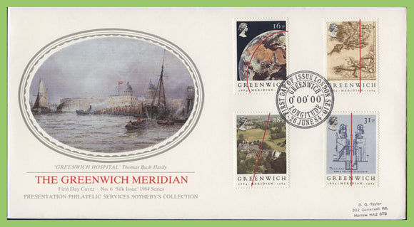 G.B. 1984 Greenwich Meridian set on PPS Silk First Day Cover, Greenwich