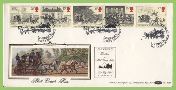 G.B. 1984 Royal Mail Coach set on Benham First Day Cover, Liverpool