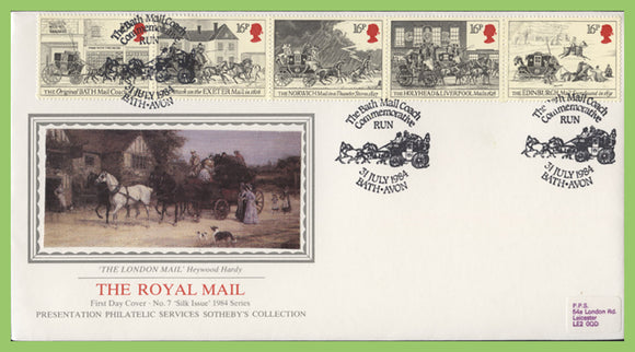 G.B. 1984 Royal Mail Coach set on PPS First Day Cover, Bath- Avon