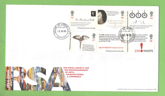 G.B. 2004 The Royal Society set on Royal Mail u/a First Day Cover, House of Lords
