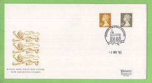 G.B. 1993 Harrison 35p & 41p Coils on Royal Mail First Day Cover, Windsor