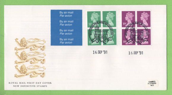 G.B. 1991 £1.32 & £1.56p Booklet Pane on Royal Mail First Day Cover, Windsor