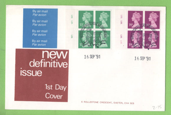 G.B. 1991 £1.32p & £1.56p Booklet Panes on First Day Cover, Windsor