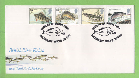 G.B. 1983 River Fish set on Royal Mail u/a First Day Cover, Salisbury
