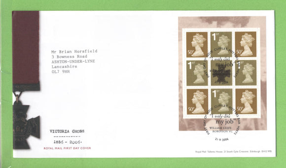 G.B. 2006 Victoria Cross booklet pane on Royal Mail First Day Cover, Potters Bar