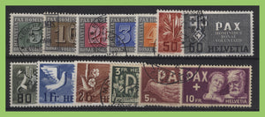 Switzerland 1945 Pax (Peace) set fine used, sg 447/459 Cat £1325+