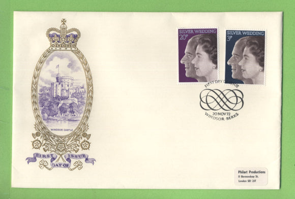 G.B. 1972 Silver Wedding set on Philart First Day Cover, Windsor