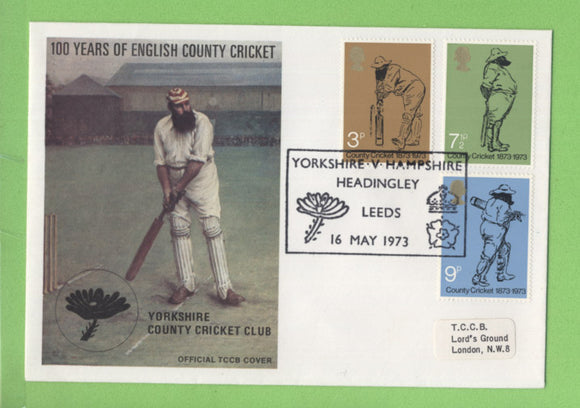 G.B. 1973 Cricket set on TCCB official First Day Cover, Headingley, Leeds