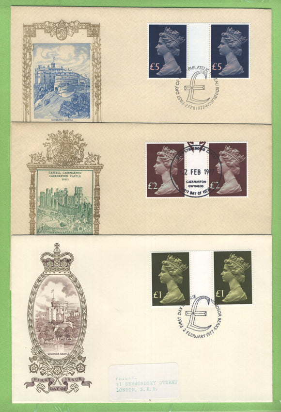G.B. 1977 High Value Definitives G/P/ set on Philart First Day Covers, Windsor