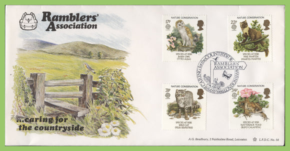 G.B. 1986 Nature Conservation set on Bradbury First Day Cover, Ramblers Association