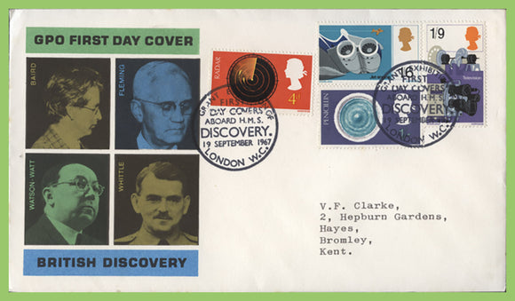 G.B. 1967 British Discovery set on GPO First Day Cover, HMS Discovery