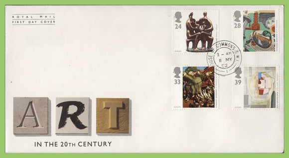 G.B. 1993 Art in the 20th Century set on Royal Mail First Day Cover, House of Commons cds