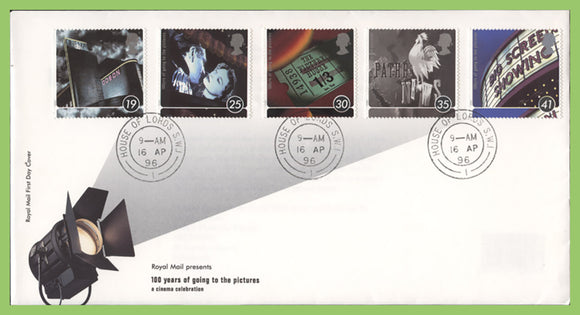 G.B. 1996 100 Years of Cinema set on Royal Mail u/a First Day Cover, House of Lords