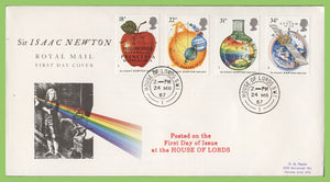 G.B. 1987 Sir Isaac Newton set on Royal Mail First Day Cover, House of Lords