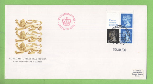 G.B. 1990 New 50p Booklet pane on Royal Mail First Day Cover, Windsor