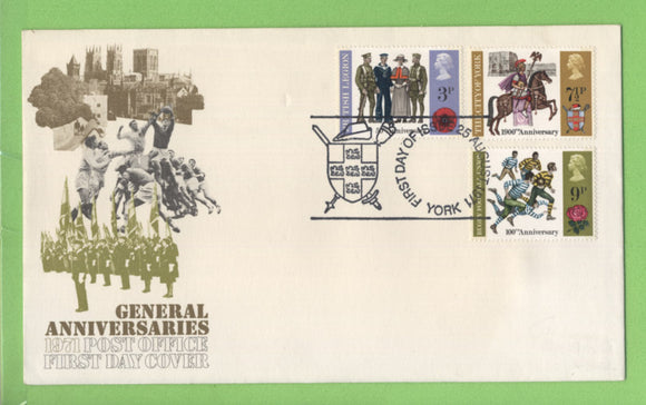 G.B. 1971 General Anniversaries set on Post Office u/a First Day Cover, York