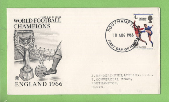 G.B. 1966 World Cup Football Stuart First Day Cover, Southampton