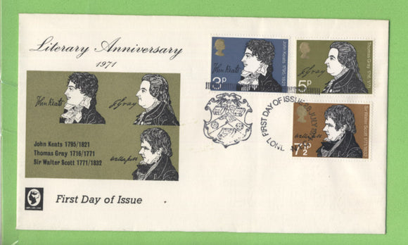 G.B. 1971 Literary Anniversary set on Cameo First Day Cover, London EC