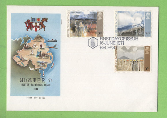 G.B. 1971 Uslter paintings set on Philart First Day Cover, Belfast