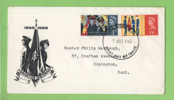 G.B. 1965 Salvation Army phosphor set on First Day Cover, London WC