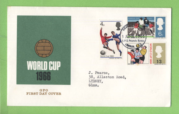 G.B. 1966 Football World Cup set on GPO First Day Cover, Bureau