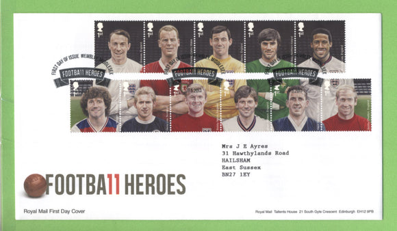 G.B. 2013 Football Heroes set on Royal Mail First Day Cover, Wembley