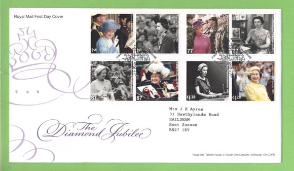 G.B. 2012 Diamond Jubilee set on Royal Mail First Day Cover, Windsor