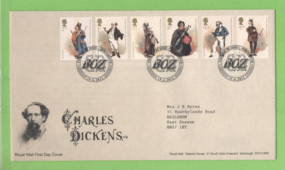 G.B. 2012 Charles Dickens set on Royal Mail First Day Cover, Portsmouth