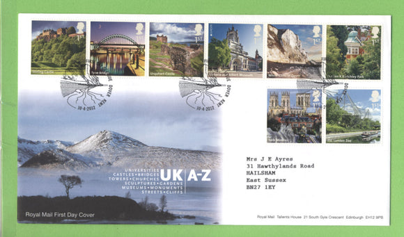 G.B. 2012 UK A-Z, part S to Z on Royal Mail First Day Cover, Dover