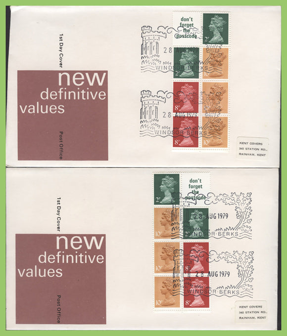 G.B. 1979 50p L & R booklet panes Post Office First Day Covers, Windsor