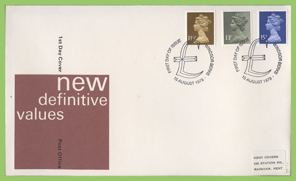 G.B. 1979 three Machin definitives Post Office First Day Cover, Windsor