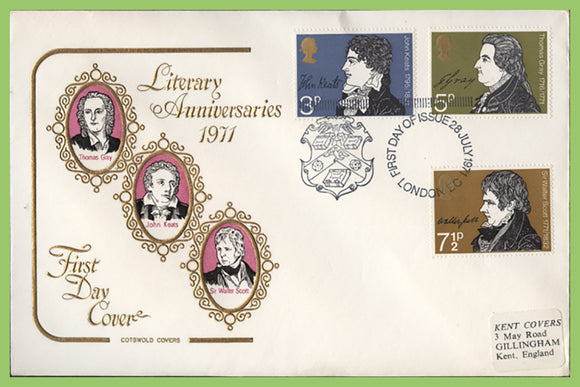 G.B. 1971 Literary Anniversaries set on Cotswold First Day Cover, London EC
