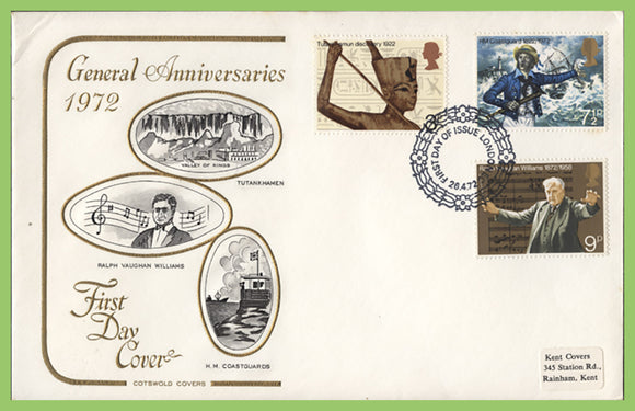 G.B. 1972 General Anniversaries set on Cotswold First Day Cover, London EC