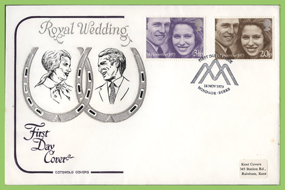 G.B. 1973 Royal Wedding set on Cotswold First Day Cover, Windsor