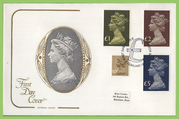 G.B. 1977 Definitive High Values on Cotswold First Day Cover, Windsor