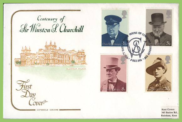 G.B. 1974 Churchill set on Cotswold First Day Cover, House of Commons