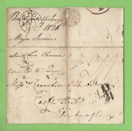 France 1826 cover from Major Irvine to Edinburgh