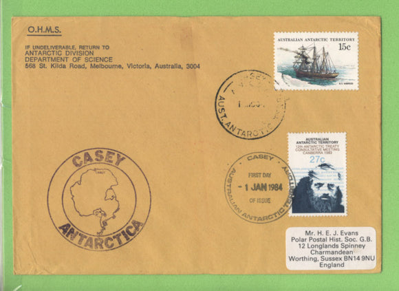 Australian Antarctic 1984 OHMS 'Casey Antarctica' cover to England