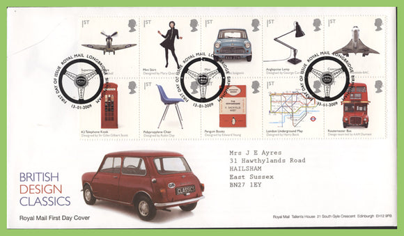 G.B. 2009 British Design Classics set on Royal Mail First Day Cover, Longbridge