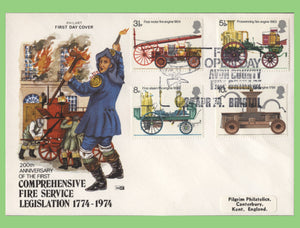 G.B. 1974 Fire Service Philart First Day Cover, Avon Fire Brigade, Bristol