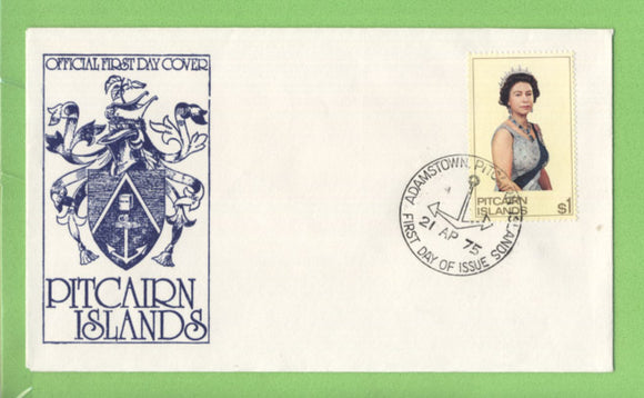 Pitcairn Islands 1975 $1 Queen Elizabeth II, on official First Day Cover