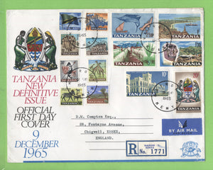 Tanzania 1965 definitive set on registered First Day Cover