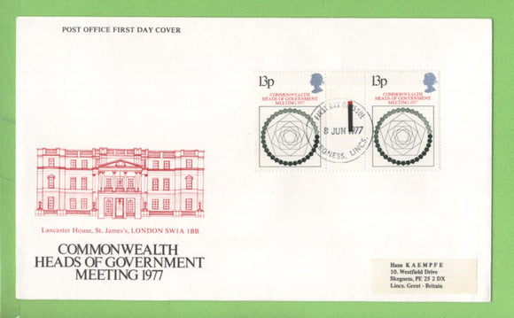 G.B. 1977 Commonwealth HOG T.L. G/P on Post Office First Day Cover, Skegness
