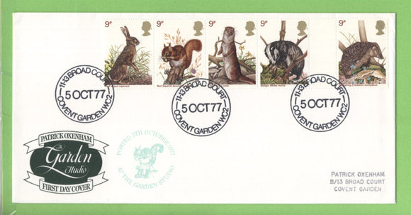 G.B. 1977 Nature G/P set on official Garden Studio First Day Cover, Covent Gardens